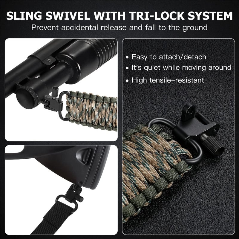 DDOUT 2 Point Rifle Sling, 550 Paracord Gun Sling for Rifle with Tri-Lock Swivels and Quick Adjustable Length Strap for Shooting, Hunting and Range - Image 2